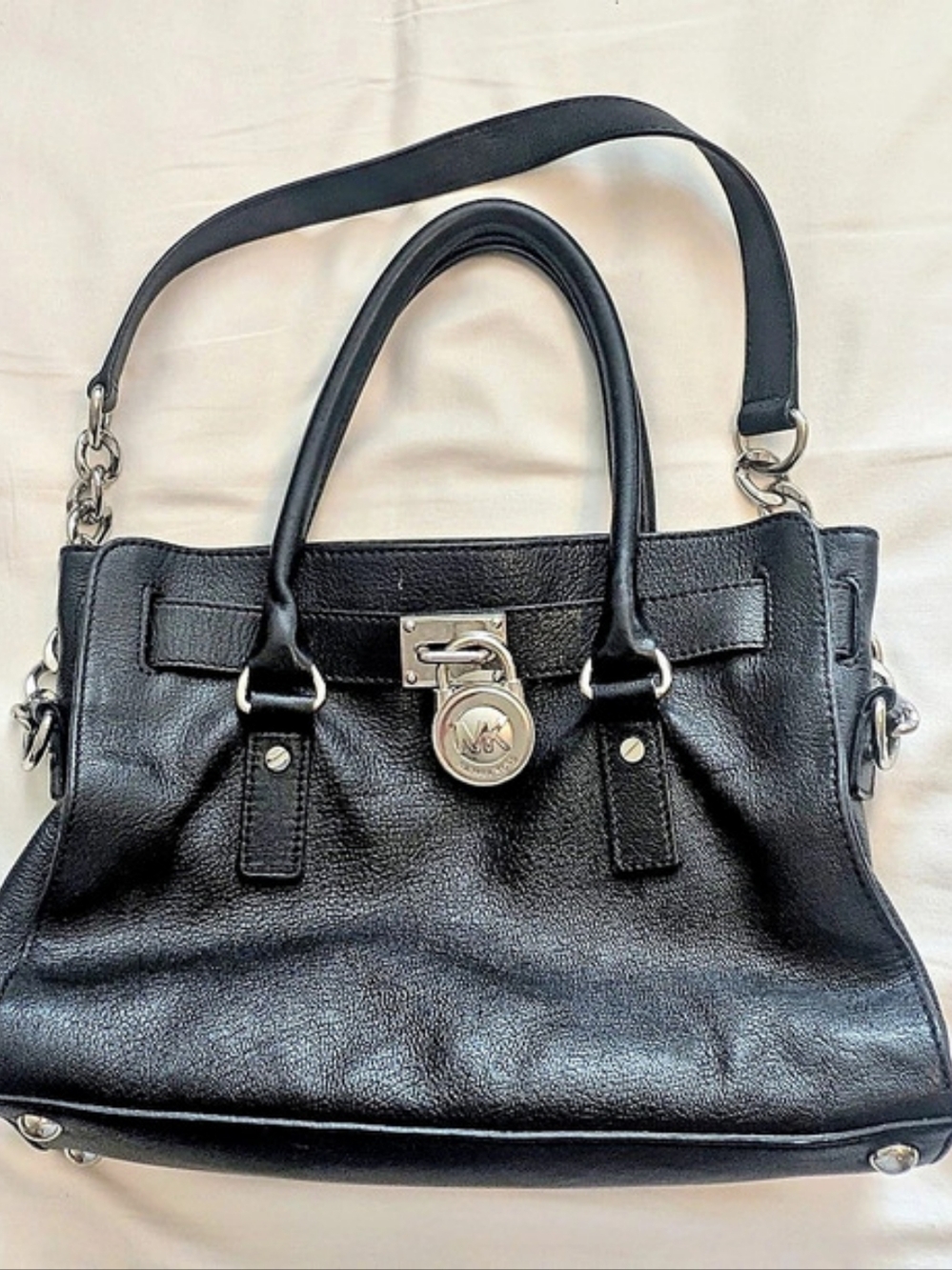 Michael Kors Hamilton Satchel Black Leather